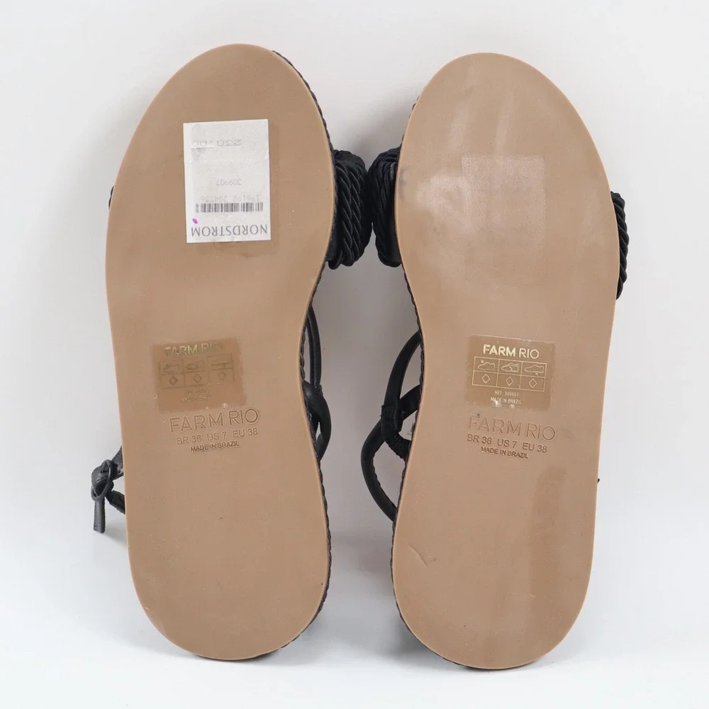 🔥NEW FARM RIO Espadrille Wedge Sandal, Black 7US/38EU MSRP$230 SHIPS TODAY🔥